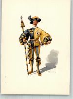 6460 Altdorf UR Lithographie / Künstlerkarte Ausstellung PTT Museum Standesläufer von Uri 16.Jh.