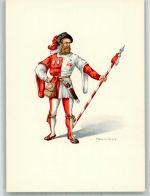 4500 Solothurn Soleure Lithographie / Künstlerkarte Ausstellung PTT Museum Standesläufer von Solothurn 16.Jh.