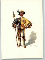 6460 Altdorf UR Lithographie / Künstlerkarte Ausstellung PTT Museum Standesläufer von Uri 16.Jh.