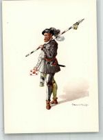 9050 Appenzell Lithographie / Künstlerkarte Ausstellung PTT Museum Standesläufer von Appenzell 16.Jh