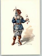 8000 Zürich Lithographie / Künstlerkarte Ausstellung PTT Museum Standesläufer von Zürich 15.JH.