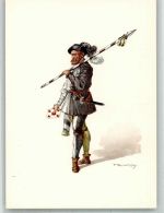 9050 Appenzell Lithographie / Künstlerkarte Ausstellung PTT Museum Standesläufer von Appenzell 16.Jh.