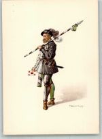 9050 Appenzell Lithographie / Künstlerkarte Ausstellung PTT Museum Standesläufer von Appenzell 16.Jh