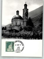 6826 Riva San Vitale 1968 Foto AK Kirche Hl. Kreuz Marke bildseitig