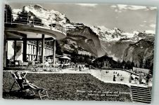 3823 Wengen 1952 Foto AK Gasthaus Schwimmbad Breithorn Jungfrau