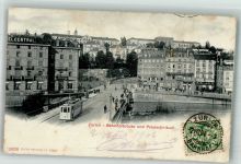 8000 Zürich 1904 Foto AK Straßenbahn Bahnhofbrücke Polytechnikum Marke bidlseitig