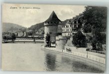 6000 Luzern Lucerne 1907 Foto AK St. Karliquai Nöllitor Bahnpost Zug 1778