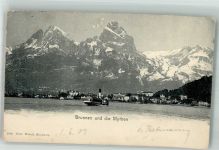 6440 Brunnen 1903 Foto AK Mythen Dampfschiff