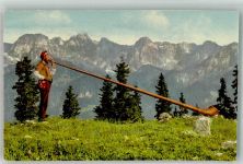 1446 Baulmes Foto AK Tracht Alphornbläser Ort lt. Verlag