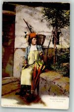 6637 Sonogno Foto AK Tracht Verzascata Frau mit Korb und Schirm