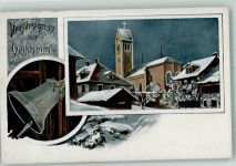 8400 Veltheim Winterthur 1910 Winterlithographie Kirche Glocke Neujahr