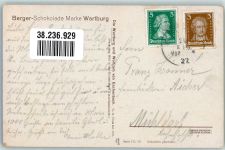 O5321 Wartburg Heil dir Wappen Berger Schokolade Marke Wartburg CHL Serie IX 79 Schokolade Künstlerkarte