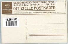 4000 Basel Bâle 1912 Gebrauchsspuren 56. Eisgenöss. Turnfest Nr. 3 sign. Niggi Stöcklin Lithographie