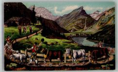 Almabtrieb Kühe Schafe Ziegen Edition Guggenheim & Co. 13820 Tracht Schweiz Prägedruck