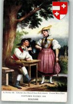 sign. Deveria A. Trachten Schweiz 1930 Soleure Tracht Schweiz Künstlerkarte