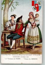 sign. Deveria A. Trachten Schweiz 1930 Tessin Femme d. Grisons Tracht Schweiz Künstlerkarte
