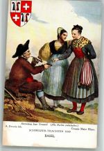 sign. Deveria A. Trachten Schweiz 1930 Basel Tracht Schweiz Künstlerkarte