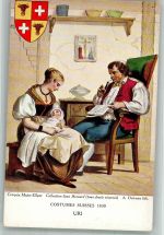 sign. Deveria A. Trachten Schweiz 1930 Uri Tracht Schweiz Künstlerkarte