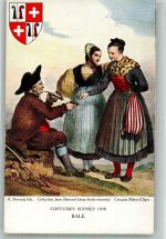 sign. Deveria A. Trachten Schweiz 1930 Basel Tracht Schweiz Künstlerkarte