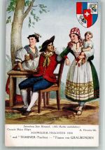 sign. Deveria A. Trachten Schweiz 1930 Tessin Femme d. Grisons Tracht Schweiz Künstlerkarte