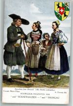sign. Deveria A. Croquis Major Ellger Schaffhouse et Thurgovie Tracht Schweiz Künstlerkarte