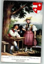 sign. Deveria A. Trachten Schweiz 1930 Solothurn Tracht Schweiz Künstlerkarte