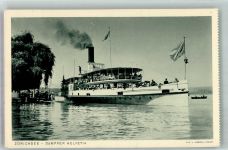 Zürich Raddampfer Helvetia auf dem Zürichsee Fotograf Gaberell Binnenschiff Foto AK
