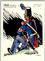 Bern Berne Uniform Artillerist Sonderbundskrieg 1845 Spende schweiz. Rotes Kreuz Militär Schweiz Lithographie / Künstlerkarte