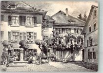 8463 Benken ZH 1937 Radierung sign. Nohl Gasthaus zur Sonne
