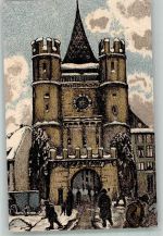 4000 Basel Bâle 1911 Künstlersteindruck Winter Spalentor Bahnpost