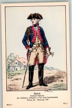 Zürich Uniform General-Adjudant d.Artillerie 1770 Militär Schweiz Lithographie / Künstlerkarte