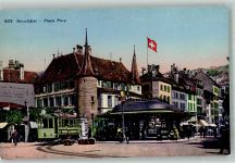 2000 Neuchâtel Neuenburg Foto AK Place Pury Straßenbahn