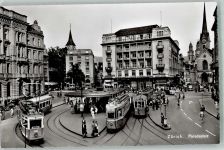 8000 Zürich Foto AK Straßenbahn Paradeplatz