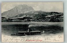 Raddampfer a.d. Vierwaldstättersee m. Pilatus Binnenschiff 1905