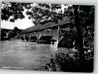 3380 Wangen an der Aare 1957 Foto AK Holzbrücke