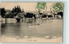Versoix 1907 Ruderboot Schwäne