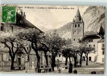 St-Maurice 1910 der Platz die Kirche Zahn des Midi