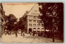 Zürich 1914 Bahnhofstrasse Straßenbahn Pferdekutschen Grieder Seiden