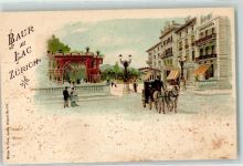 Zürichsee Gebrauchsspuren Keine AK Hotel Baur au Lac Pferdekutsche