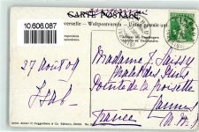 Finhaut 1908 Neuenburger Frau in Tracht mit Edelweissumrandung Ort lt. Stempel