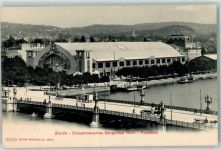 Zürich Eidgenössisches Sängerfest 1905 Festhütte Schiffe Kutschen Straßenbahn