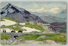 1910 sign. Moos Passo del Gottardo Pferde