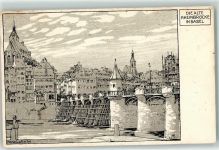 Basel Bâle Alte Rheinbrücke sign. Maria LaRoche Pro Juventute Schweiz 1917 Künstlerkarte
