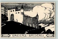 Gruyères 1916 Burg Schloss sign.F.Gilsi