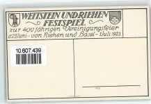 4125 Riehen 1923 - Wettstein und Riehen Festspiel zur 400 jährigen Vereinigungsfeier