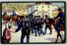 St Gotthard - Kanoniere heimziehend vom Gotthard sign. E Hodel