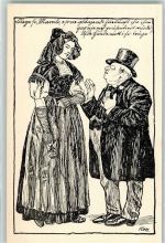 Bern 1914 Landesausstellung Ungleiches Paar Frau in Berner Tracht sign. R.Münger Offizielle Künstlerpostkarte No.16