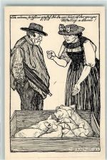 Bern 1914 Landesausstellung Altes Ehepaar in Berner Tracht sign. R.Münger Offizielle Künstlerpostkarte No.15