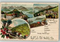 6410 Rigi Klösterli Gebrauchsspuren Bahnhof Eisenbahn Lithographie