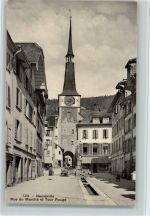 La Neuveville Nr. 5154 Phototypie - Rue du Marche et Tour Rouge, gute Erhaltung AK